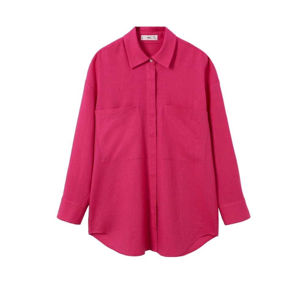 MANGO Hot Pink Oversized Button-Down Shirt | NWT | Size S